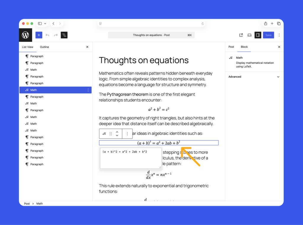 fg wordpress new math update
